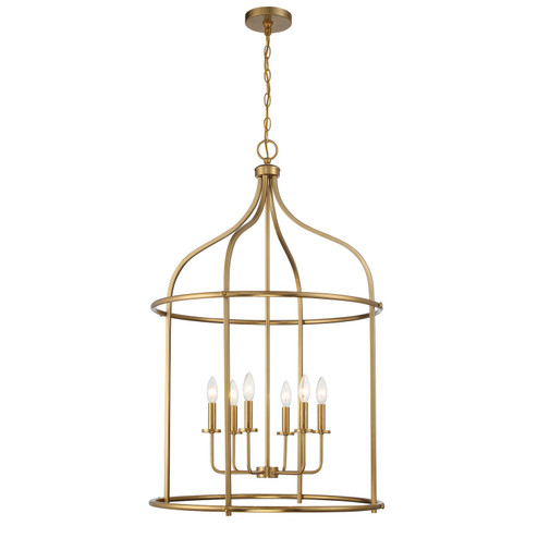 Brookstone Six Light Pendant in Warm Brass (51|373886322)