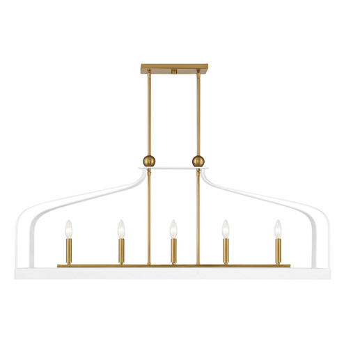 Sheffield Five Light Linear Chandelier in White w/Warm Brass (51|178045142)