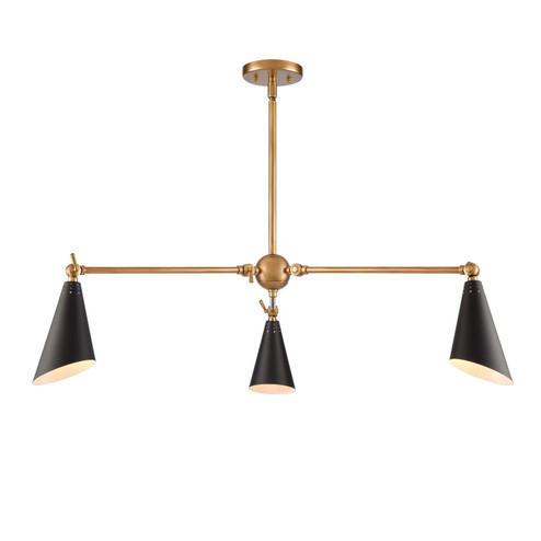 Calder Three Light Chandelier in Natural Brass (45|892183)