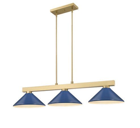 Cobalt Three Light Billiard in Modern Gold (224|152MGLDMNB)