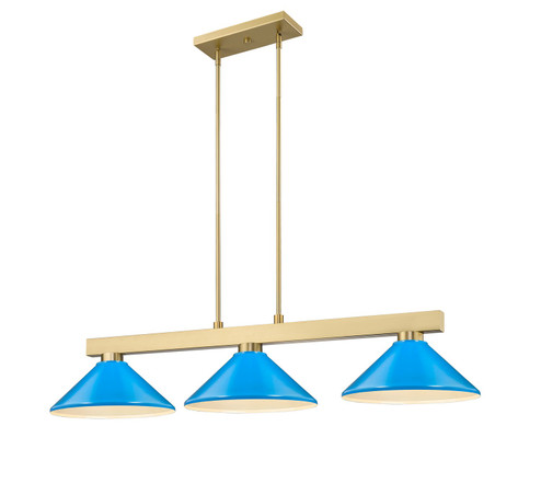 Cobalt Three Light Billiard in Modern Gold (224|152MGLDMEB)