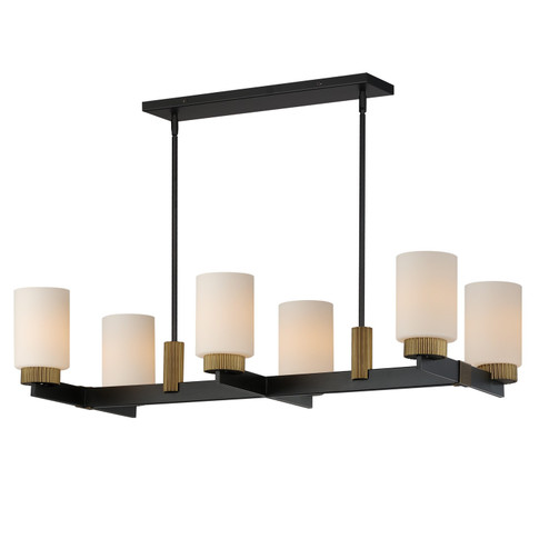 Ruffles Six Light Linear Chandelier in Black / Antique Brass (16|32656SWBKAB)