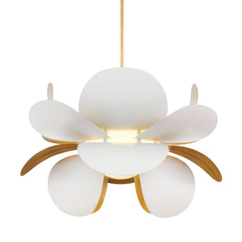 Ginger One Light Chandelier in Gold Leaf/White (68|31471GLSWH)