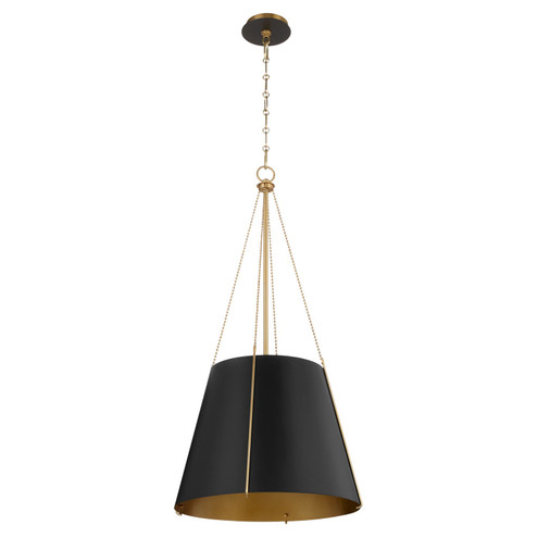 Denise Three Light Pendant in Matte Black w/ Aged Brass (19|86235980)