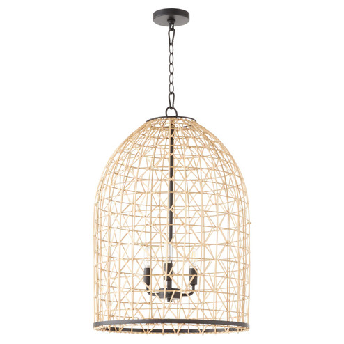 Rattan Three Light Pendant in Matte Black (19|6902359)