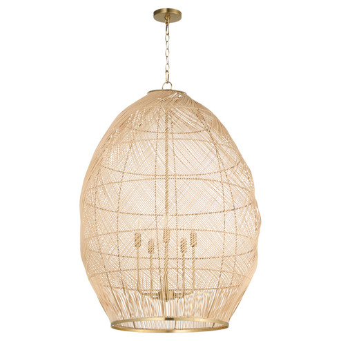 Rattan Five Light Pendant in Aged Brass (19|6901580)