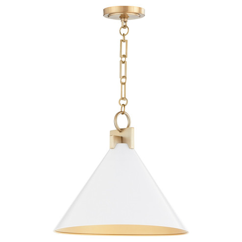 Jackson One Light Pendant in Studio White|Aged Brass (19|68160880)