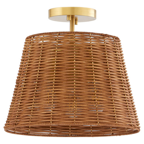 Wicker Three Light Semi Flush Mount in Aged Brass (19|28931380)