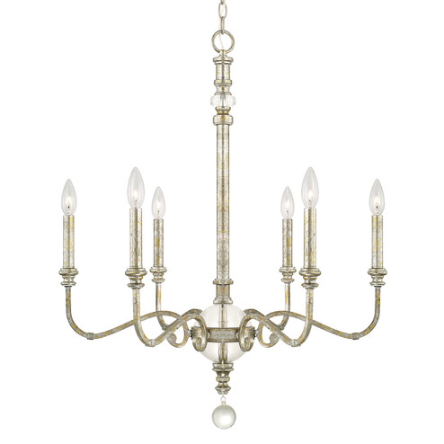 Charleston Six Light Chandelier in Silver and Gold Leaf (65|413361SG)