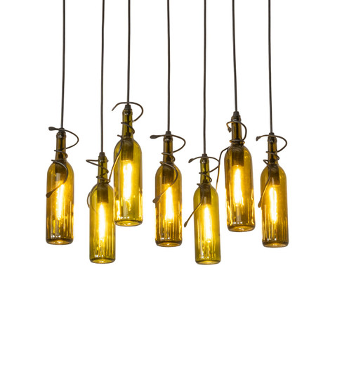 Tuscan Vineyard Seven Light Pendant in Satin Clear/Textured Black (57|269089)