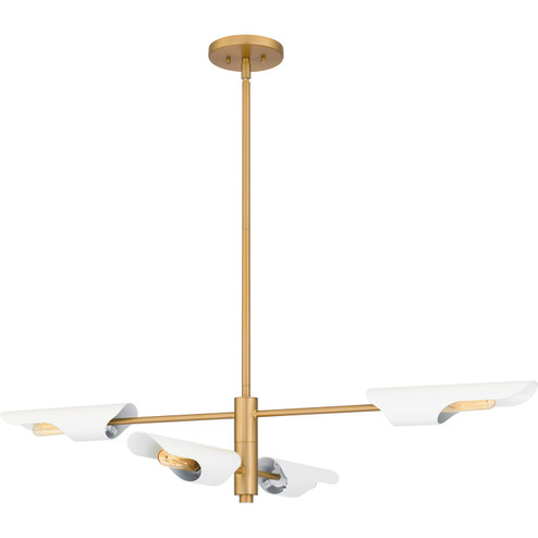 Leoni Four Light Linear Chandelier in Brushed Weathered Brass (10|444BWLOIS)