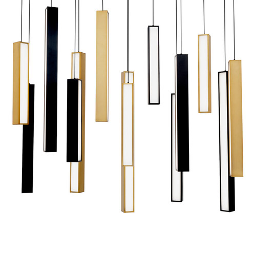 Chaos LED Pendant in Black/Aged Brass & Black (281|PD64814LBKABBK)