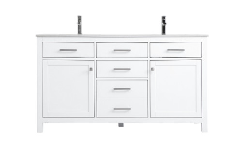 Lewis Double Bathroom Vanity in White (173|VF23360DWH)