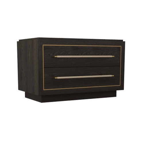 Puckett Side Table in Ebony Oak/Dove Leather/Antique Brass (314|6939)