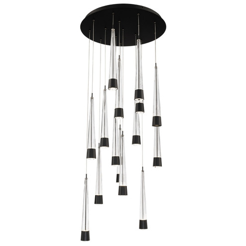 Quill LED Chandelier in Black (34|PD59415RBK)