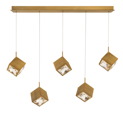 Ice Cube LED Chandelier in Aged Brass (34|PD29305LAB)