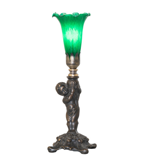 Green Tiffany Pond Lily One Light Mini Lamp in Antique Brass (57|273022)