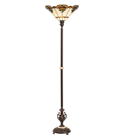 Shell with Jewels One Light Torchiere in Stained Glass Mahogany Bronze (57|271651)
