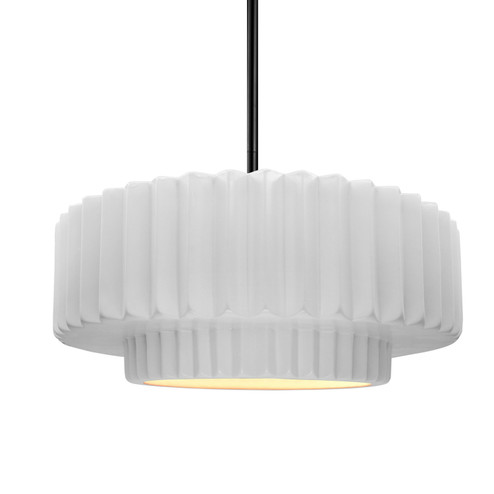 Radiance One Light Pendant in Gloss White (outside and inside of fixture) (102|CER6553WTWTMBLKRIGID)