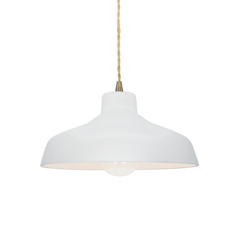 Radiance One Light Pendant in Gloss White (outside and inside of fixture) (102|CER6260WTWTABRSBEIGTWST)