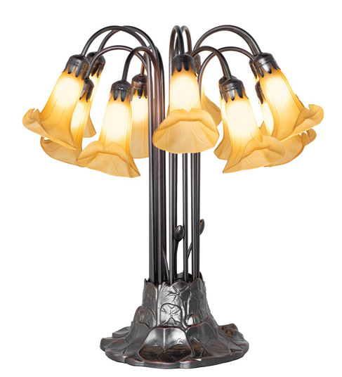 Amber Tiffany Pond Lily 12 Light Table Lamp in Mahogany Bronze (57|273416)