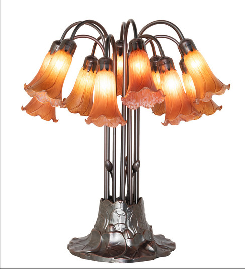 Amber Tiffany Pond Lily 12 Light Table Lamp in Mahogany Bronze (57|273103)