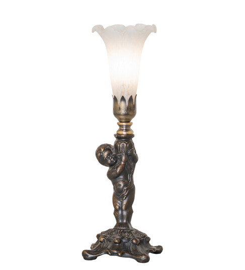 White Tiffany Pond Lily One Light Mini Lamp in Antique Brass (57|273026)