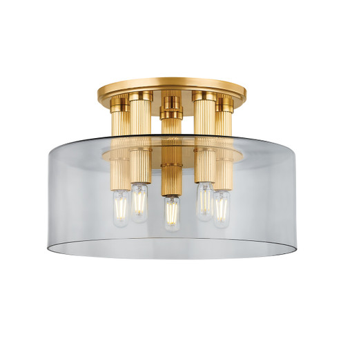 Crystler Five Light Flush Mount in Aged Brass (70|5135AGB)
