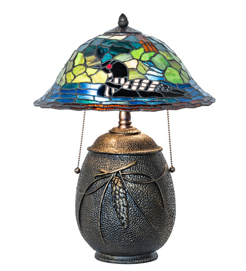 Loon Two Light Table Lamp in Textured Antique Brass (57|274250)