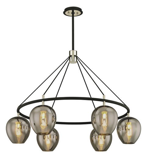 Iliad Six Light Chandelier in Textured Black & Polish Nickel (67|F6216TBKPN)