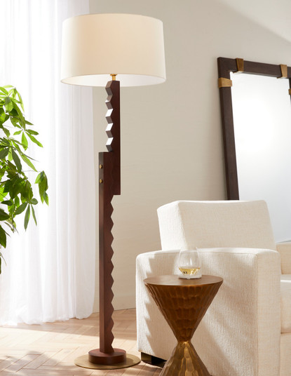 Elvis One Light Floor Lamp in Dark Walnut/Antique Brass/Antique Brass/Ivory/White (314|PFI12769)