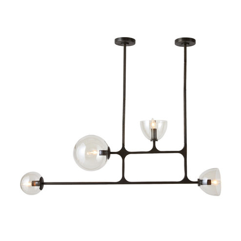 Dillon Four Light Linear Chandelier in English Bronze/Smoke (314|DRC08)