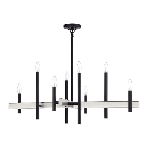 Denmark Eight Light Chandelier in Black with Brushed Nickel (107|4934704)