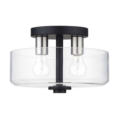 Whitworth Two Light Semi-Flush Mount in Black with Brushed Nickel (107|4612204)