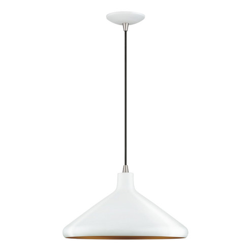 Geneva One Light Pendant in White with Brushed Nickel (107|4117903)