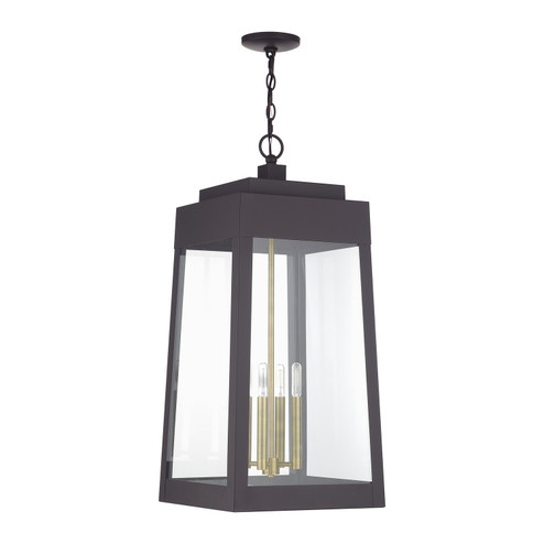 Oslo Four Light Outdoor Pendant in Bronze with Antique Brass (107|2086307)