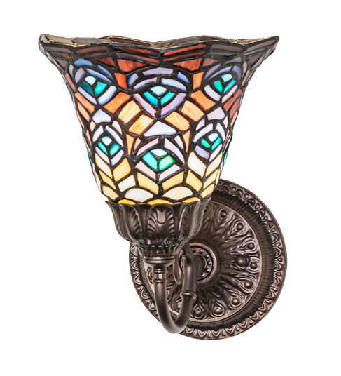Tiffany Peacock Feather One Light Wall Sconce in Mahogany Bronze (57|245426)