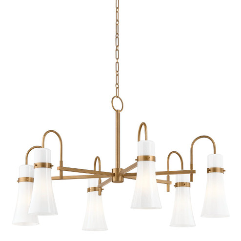 Maple Six Light Chandelier in Patina Brass (67|F3430PBR)
