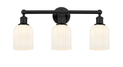 Edison Three Light Bath Vanity in Matte Black (405|6163WBKG5595GWH)