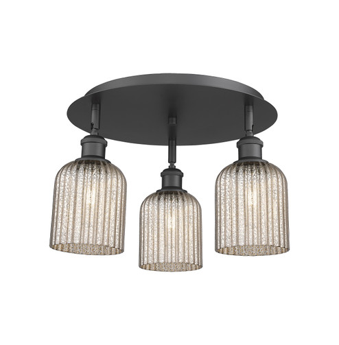 Downtown Urban Three Light Flush Mount in Matte Black (405|5163CBKG5595ME)