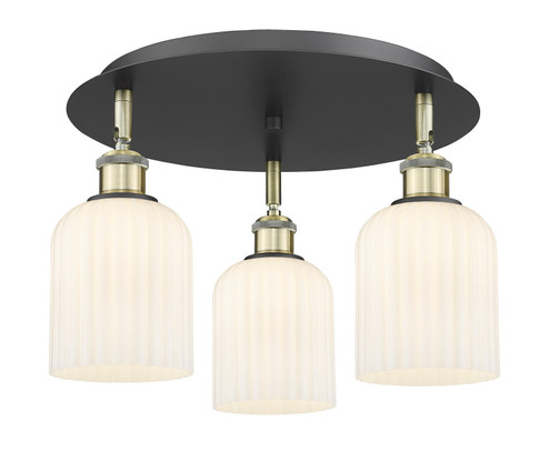 Ballston Three Light Semi-Flush Mount in Black Antique Brass (405|5163CBABG5595GWH)