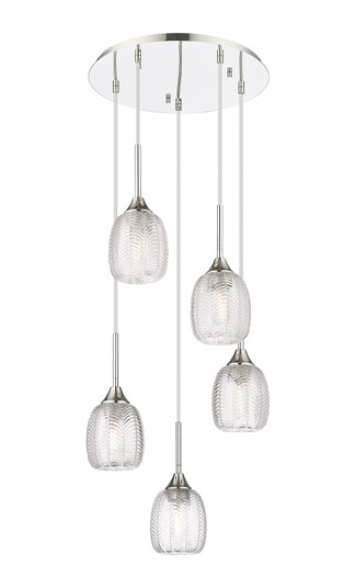 Downtown Urban Five Light Pendant in Polished Nickel (405|3235PPNG3235CL)