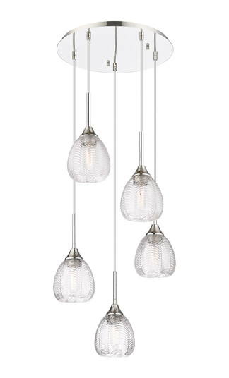 Downtown Urban Five Light Pendant in Polished Nickel (405|3235PPNG3236CL)