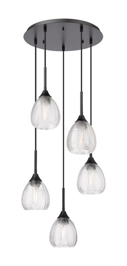 Downtown Urban Five Light Pendant in Matte Black (405|3235PBKG3236CL)