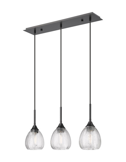 Downtown Urban Three Light Island Pendant in Matte Black (405|3233IBKG3236CL)