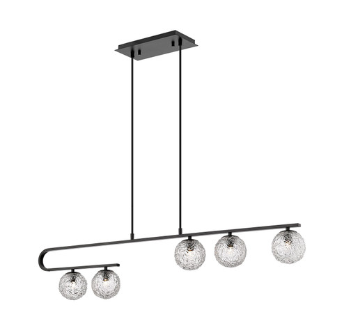 Downtown Urban Five Light Island Pendant in Matte Black (405|3205IBKG3205CLBK)