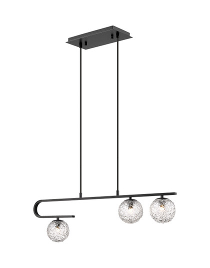 Downtown Urban Three Light Island Pendant in Matte Black (405|3203IBKG3205CLBK)