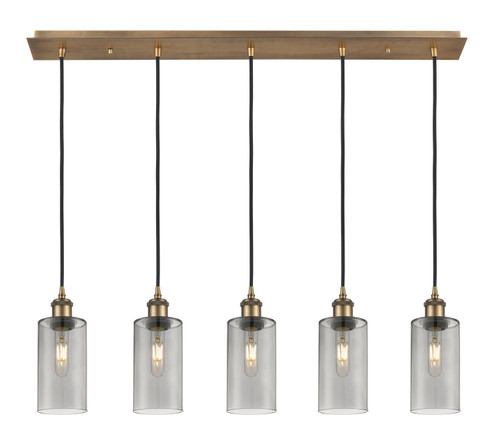 Downtown Urban Five Light Linear Pendant in Brushed Brass (405|125B5PBBG4347SM)