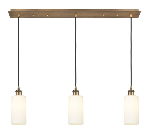 Downtown Urban Three Light Linear Pendant in Brushed Brass (405|123B3PBBG4347WH)