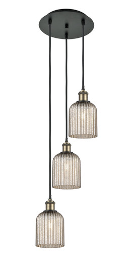 Ballston Three Light Pendant in Black Antique Brass (405|113B3PBABG5595ME)